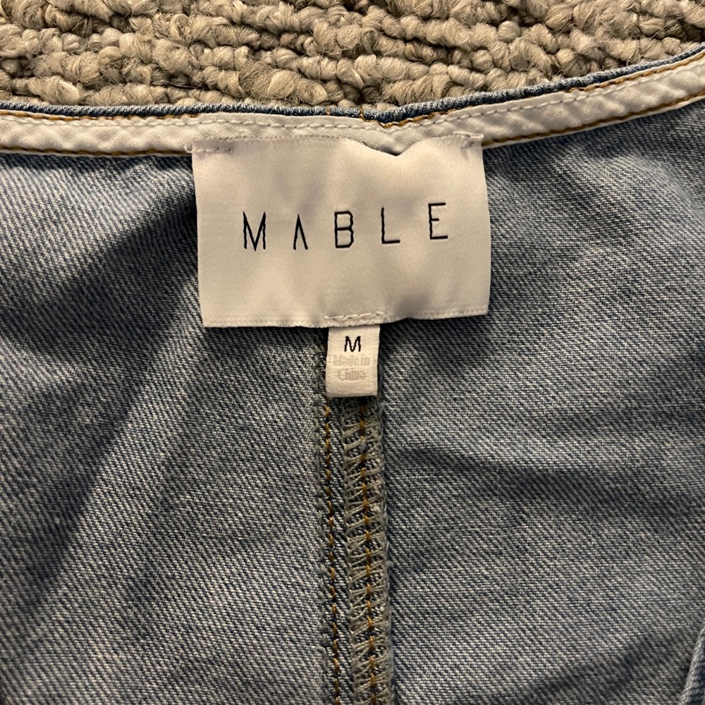 Mable Light Wash Denim Button Romper - Sleeveless V-Neck - Picture 3 of 3